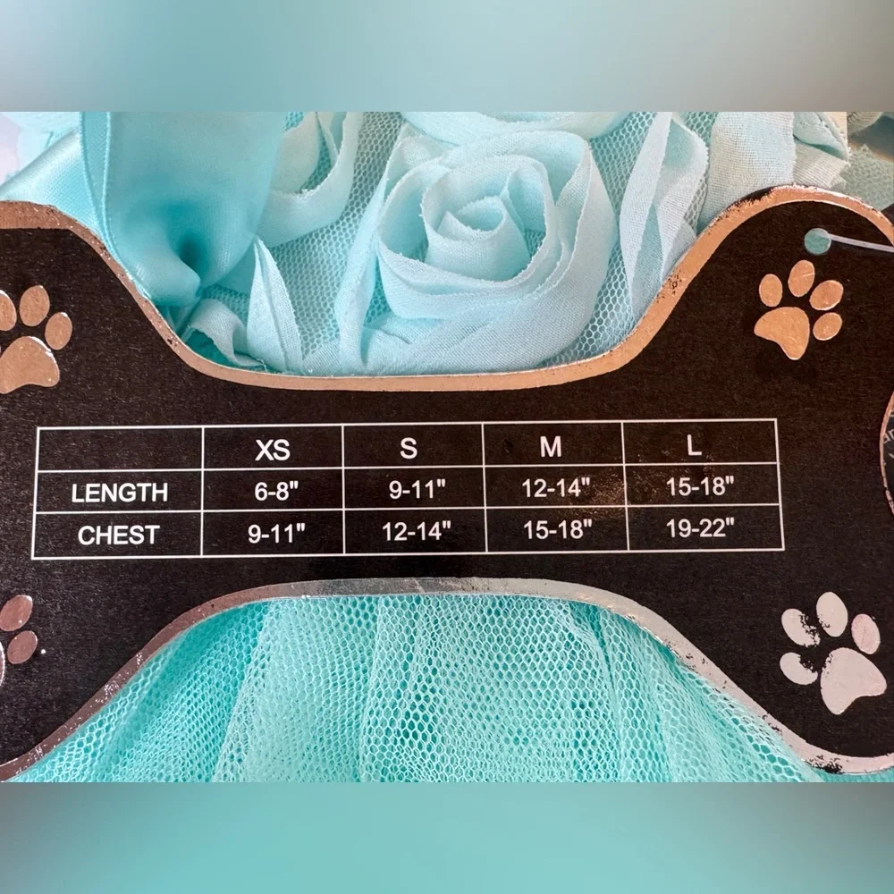 🐾 🩷 Adorable Aqua Rosette Diva Doggie or “Chubby” Kitty Dress 😂 Size M